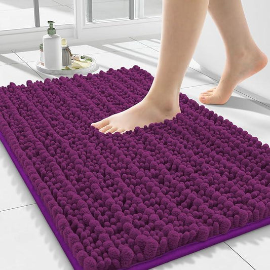 Smiry Bathroom Rugs Mat 24x16, Extra Soft Absorbent Chenille Bath Rugs, Non Slip Rubber Backing Machine Washable Quick Dry Bath Mats for Bathroom Floor, Tub, Shower, Home Decor Accessories, Violet - ModernBath