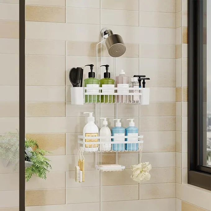 STAHLHEART Shower Caddy Hanging for Bathroom Organizers and Storage, 3 Tier Adjustable Anti-Swing Shower Organizer hanging with Heavy-Duty Suction Cups, Damage-Free Rustproof (White) - ModernBath