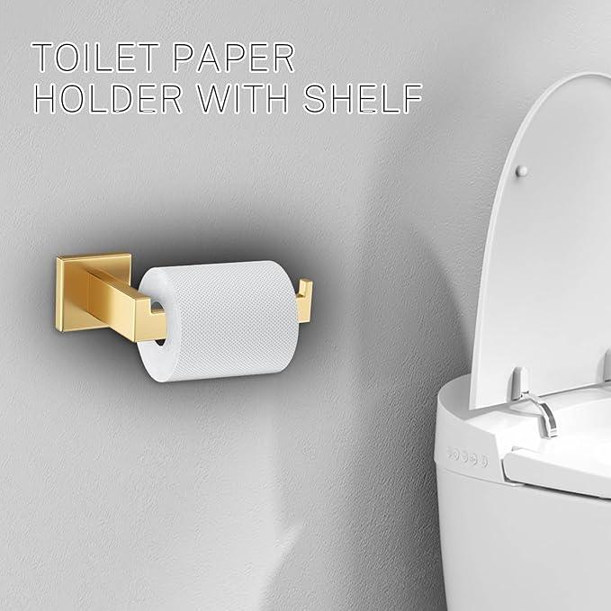Brushed Gold Towel Bar Set Towel Holder Set,10-Piece Gold Bathroom Hardware Accessories Set,Stainless Steel Towel Rack Set for Bathroom Wall-Mounted,23.6-Inch - ModernBath