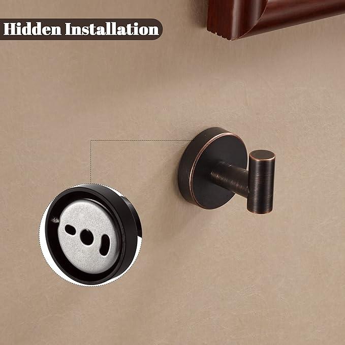 BigBig Home Bronze Towel Hooks, Bathroom Robe Hook Oil Rubbed, Bath Farmhouse Coat Clothes Hook Wall Mounted Rustic 6 Packs for Kitchen - ModernBath