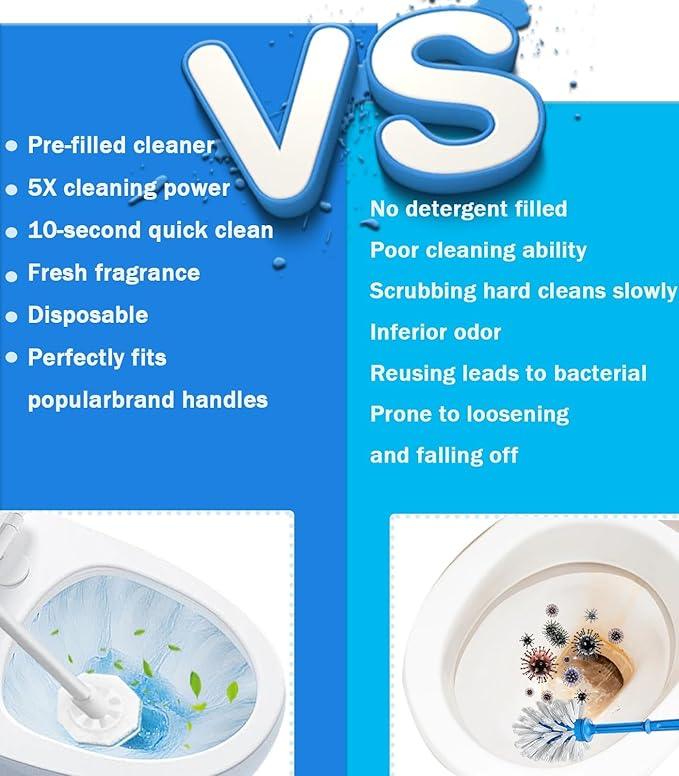 60 Pcs DisposableToilet Wand Refills for Clorox, 5X Cleaning Power Scrubber, Upgrade Fiber Cleaner Heads for for Toilet and Bathroom Cleaning - ModernBath