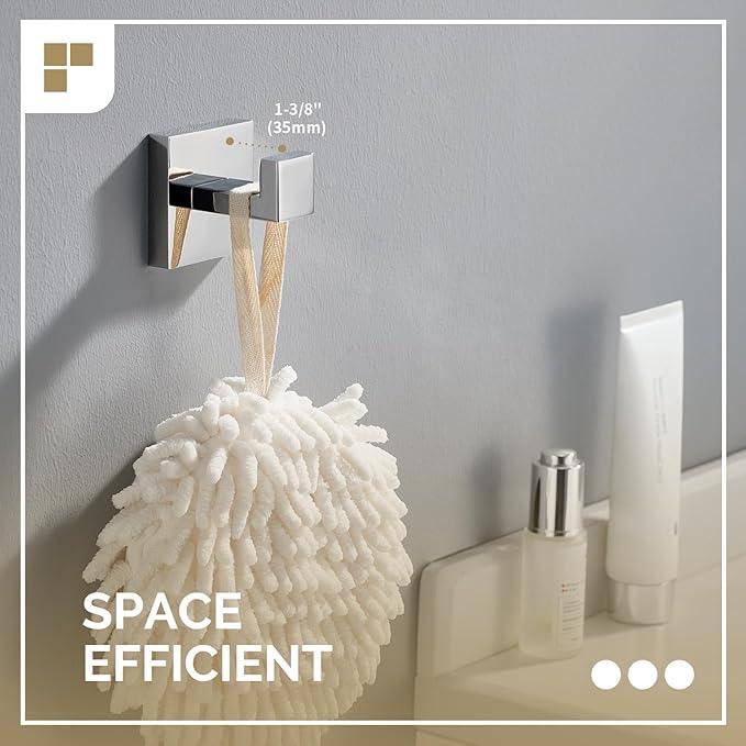Angle Simple Towel Hook for Bathroom, SUS 304 Stainless Steel Shower Bath Towel Robe Hanger, Wall Coat Hook, Polished Chrome - ModernBath
