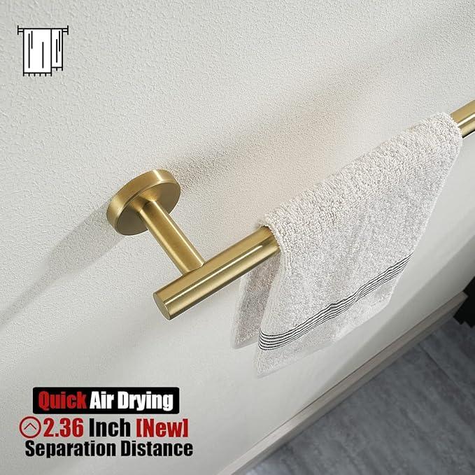 JQK Bath Towel Bar Gold, 39 Inch 304 Stainless Steel Thicken 1mm Towel Rack Bathroom, Towel Holder Brushed Golden Wall Mount, Useable Length 36 Inch, TB110L36-BG - ModernBath