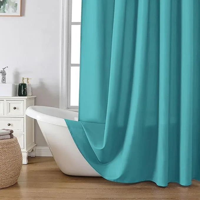 OVZME Zora Solid Turquoise Shower Curtain for Bathroom, Fabric Shower Curtain- Soft Cloth & Hotel Spa Quality, Water Repellent, Machine Washable Shower Curtain Set with 12 Hooks, Grommet Top, 72Wx72L - ModernBath