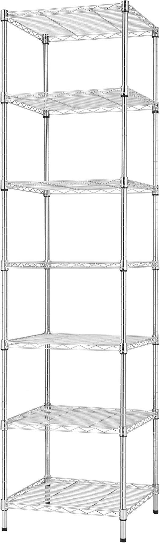 Finnhomy Heavy Duty 7 Tier Wire Shelving, 18x18x72 inches 7 Shelves Storage Rack with Thicken Steel Tube, Pantry Shelves for Storage, Adjustable Metal Shelving Unit, NSF Certified, Chrome - ModernBath