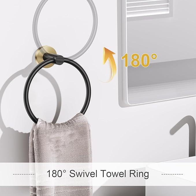 Black and Gold Bathroom Hardware Set, 5 Pieces Towel Bar Bathroom Accessories, Upgraded Toilet Paper Holder with Shelf Set, 23.6 Inch Towel Rack Towel Holder for Bathroom Wall - ModernBath