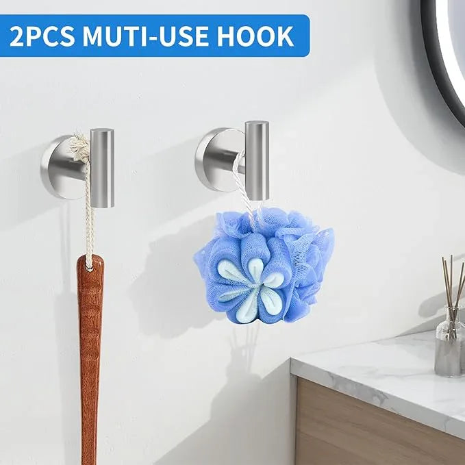 Brushed Nickel Bathroom Accessories, Bathroom Hardware Set, SUS304 Stainless Steel Bathroom Towel Holder Set, 16 Inch Towel Bar Set 5 Pcs, 2 Towel Hooks, Toilet Paper Holder, Towel Ring - ModernBath