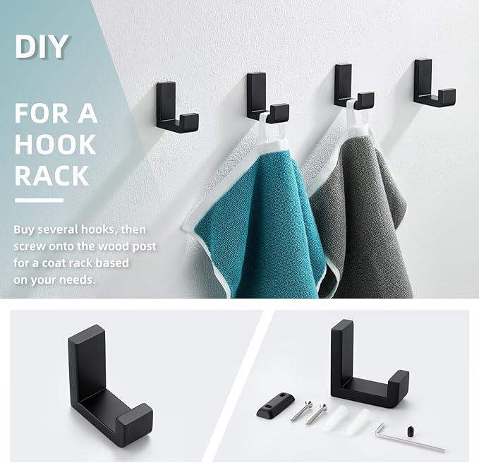Angle Simple Towel Hook for Bathroom, SUS 304 Stainless Steel Compact Shower Robe Coat Wall Hook, Matte Black - ModernBath