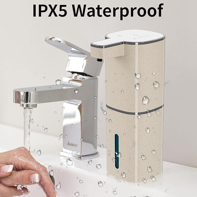 Automatic Liquid Soap Dispenser, Touchless Hand Soap Dispenser, USB Rechargeable, 4 Adjustable Levels, 14.2 oz (420 ml) Large Capacity, for Bathroom, Kitchen & School (Light Khaki, Liquid) - ModernBath