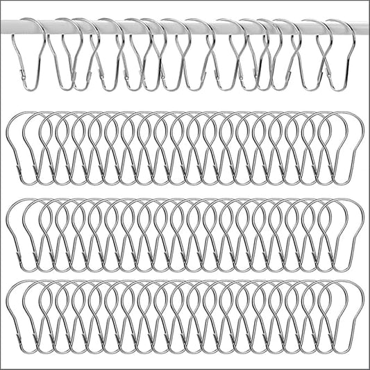 100 Pack Shower Curtain Hooks, 2.5" Metal Shower Curtain Rings, Rust Proof Stainless Steel Hanging Clips