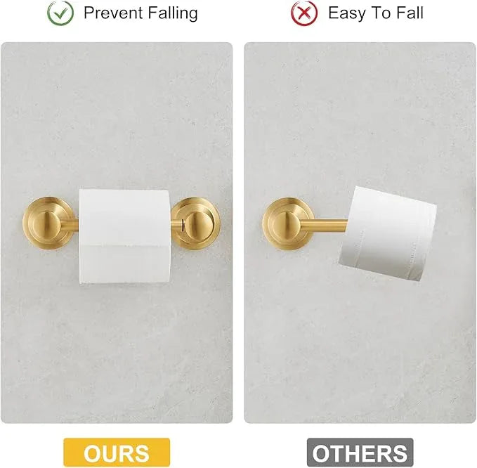 BESy Wall Mounted Toilet Paper Roll Holder Rustproof Tissue Paper Holder Bathroom Flexible Pivoting Tissue Handle Toilet Tissue Roll Holder, Brushed Gold, Stainless Steel - ModernBath