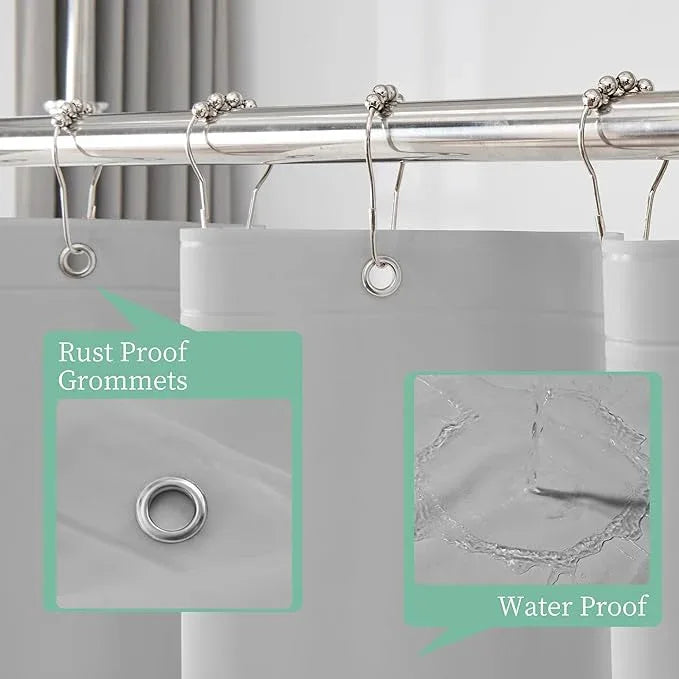 Mrs Awesome Grey Shower Curtain Liner with 3 Magnets, 72x72 Premium Flexible Sturdy Plastic Shower Curtain for Bathroom Lightweight & Waterproof, Light Gray - ModernBath
