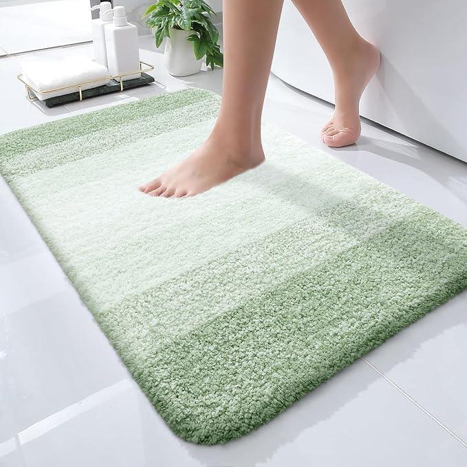 OLANLY Bathroom Rugs Mat 24x16, Extra Soft Absorbent Microfiber Bath Rugs, Rubber Backing, Quick Dry, Machine Washable Bath Mats for Bathroom Floor, Tub and Shower, Home Decor Accessories, Sage Green - ModernBath
