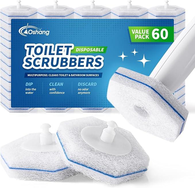 oshang Toilet Cleaner Refills, Toilet Refill Pads, Disposable Toilet Brush Heads for Toilet and Bathroom Cleaning, Compatible with Clorox Toilet Brush (60 Count) - ModernBath
