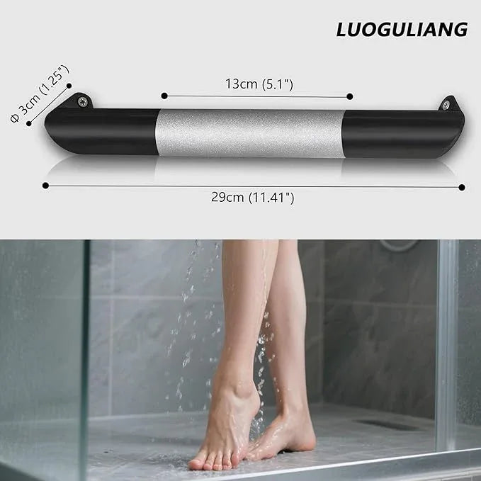 LUOGULIANG Shower Foot Rest Bar, Matte Black Corner Shower Foot Rest for Shaving Legs, Wall Mounted Non-Slip Stainless Steel Bar Shower Step Foot Ledge - ModernBath