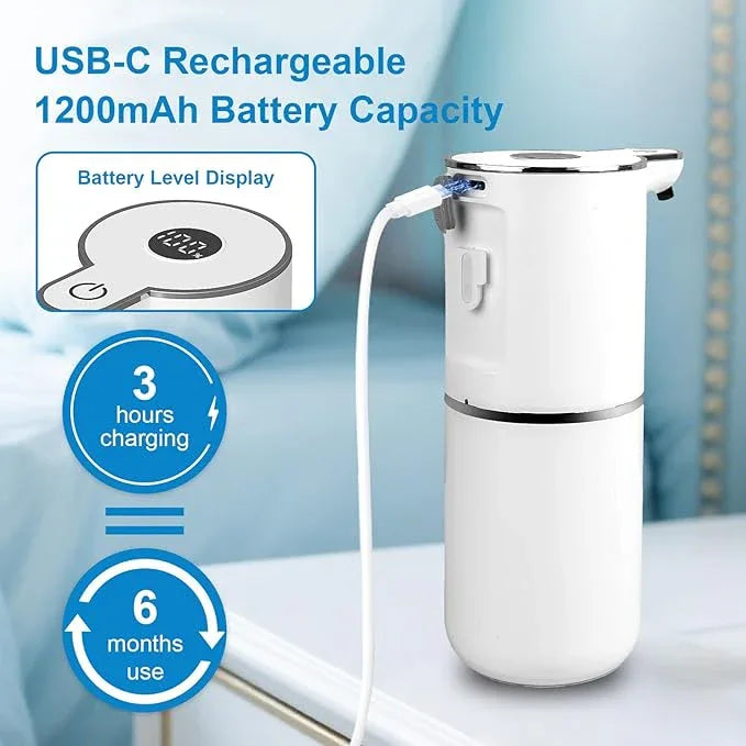 OHIFAST 2 Pack Automatic Foaming Soap Dispenser Touchless, USB Rechargeable Smart Hand Soap Dispenser, 6-Level Adjustable, 12.8oz/380mL Wall Mount for Bathroom Kitchen Dish Soap-White - ModernBath