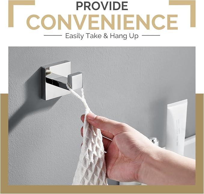 Angle Simple Towel Hook for Bathroom, SUS 304 Stainless Steel Shower Bath Towel Robe Hanger, Wall Coat Hook, Polished Chrome - ModernBath