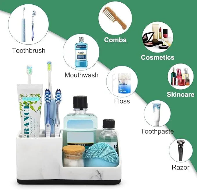 PARKMANI Marble Bathroom Counter Organizer, Kids Electric Toothbrush and Toothpaste Holders for Bathroom Organizers and Storage (Marble) - ModernBath
