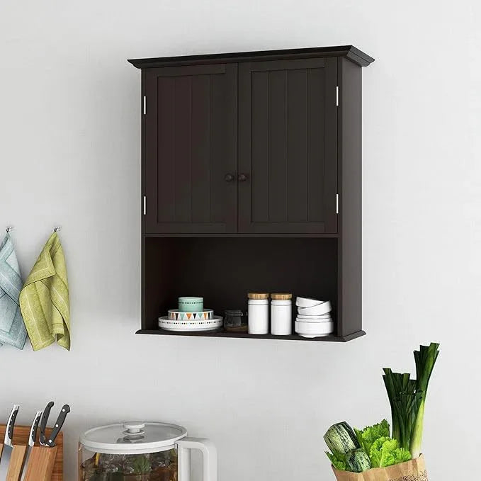 Giantex Medicine Cabinets, Wall Mounted Bathroom Cabinet with Adjustable Shelf, 2-Door, Bathroom Storage Cabinet Over The Toilet, Living Room, Kitchen, Laundry Room, Cupboard (Espresso) - ModernBath