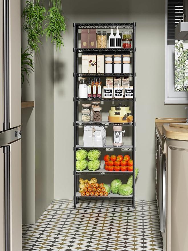 8 Tier Adjustable Storage Shelves Heavy Duty Metal Shelf Wire Shelving Unit Organizer Rack for Home Kitchen Office Pantry Room Bathroom Shelving Organizers and Storage Laundry - ModernBath