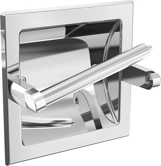 Polished Chrome Recessed Toilet Paper Holder, Bathroom Wall Mount Recessed Pivoting Toilet Tissue Roll Paper Holder Include Rear Mounting Bracket - ModernBath