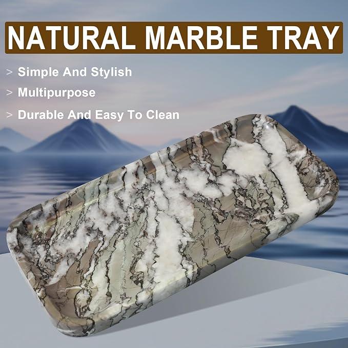 SWRONP Marble Tray for Kitchen Counter,Stone Tray for Bathroom Countertop,Coffee Table,Vanity Decor Trays,Small Dresser Storage for Perfumes,Candles,Jewelry(Violet) - ModernBath