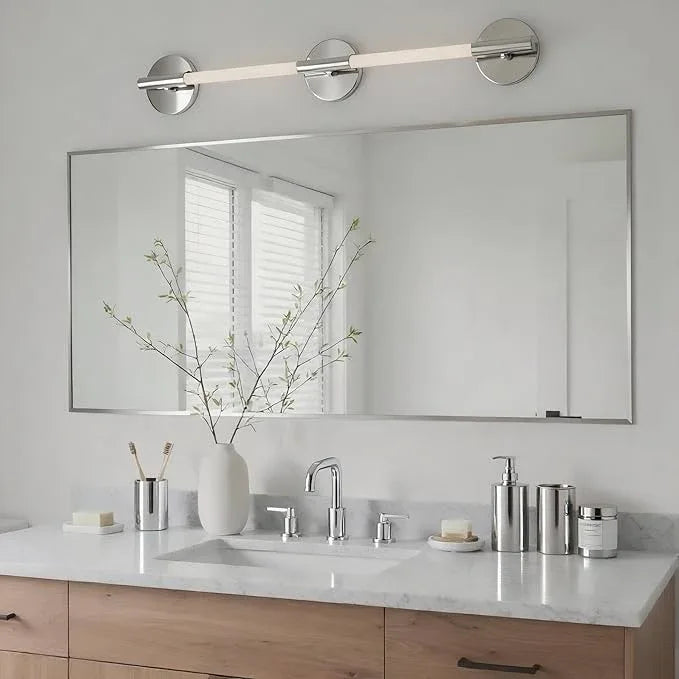 Bonverre 20x40 Inch Nickel Bathroom Mirror for Wall, Aluminum Frame Rectangle Rectangular Vanity Mirror, Modern Large for Bedroom, Living Room, Horizontal or Vertical - ModernBath