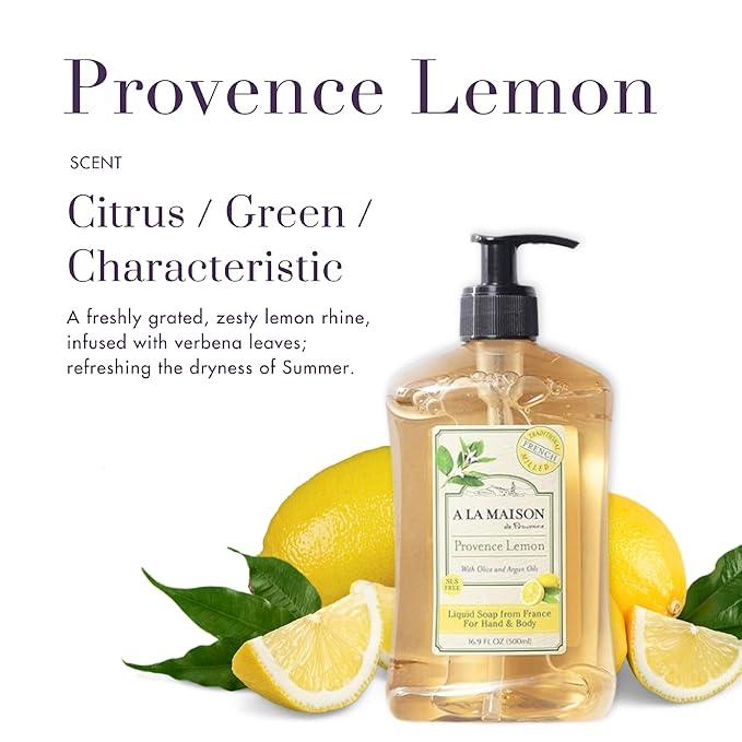 A LA MAISON French Liquid Hand Soap, Provence Lemon - Natural Hand Wash Made with Essential Oils - Biodegradable, Plant-Based, Vegan, Cruelty-Free, Alcohol & Paraben Free (16.9 oz, 1 Pack) - ModernBath