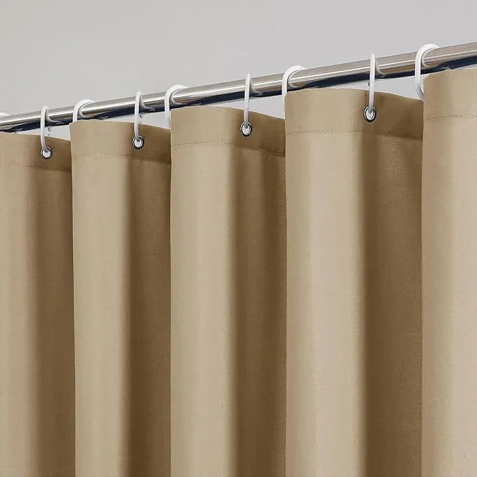 OVZME Zora 78 Inch Shower Curtain Set with 12 Plastic Hooks, Plain Fabric Taupe Shower Curtain for Bathroom - Long Shower Curtain, Water Resistance, Machine Washable Soft Cloth, 72X78, Taupe - ModernBath