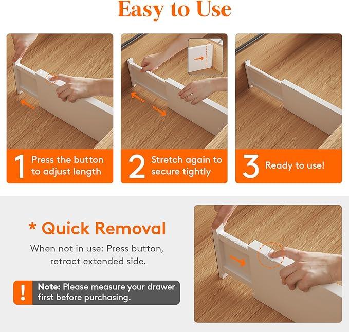 Lifewit 9 Pack Drawer Dividers 5" High, 13.5-22" Adjustable Clothes Organizers, Expandable Dresser Separators in Bedroom/Bathroom/Kitchen/Office, PLS5 - ModernBath