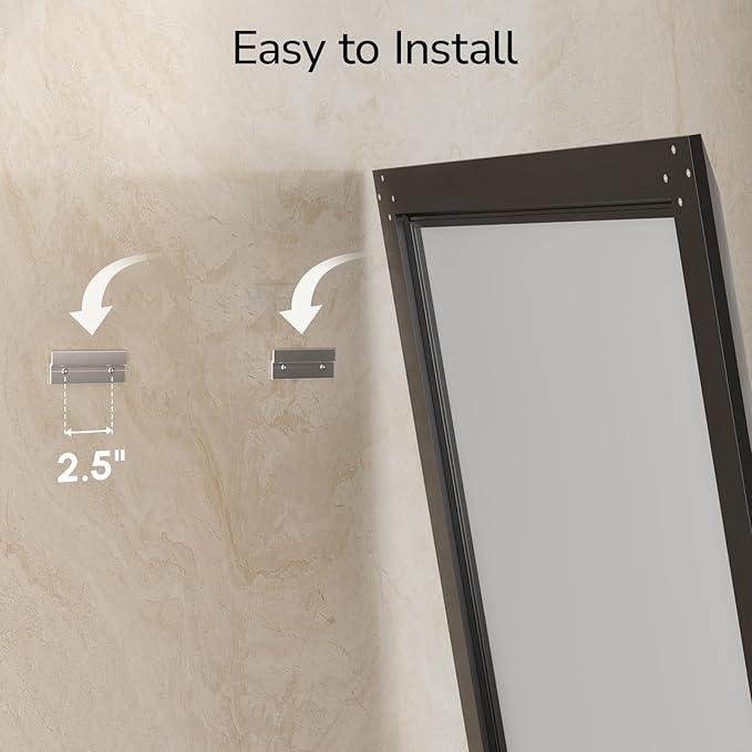 USHOWER 24x32 Inch Bathroom Mirror, Beveled Aluminum Framed Mirrors for Bathroom Sink, Rectangular Bathroom Vanity Mirror, Anti-Rust Small Wall Mirror, Brushed Black Bathroom Mirror - ModernBath