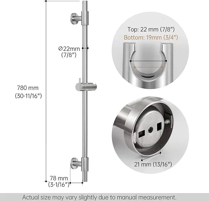 KES 30-Inch Shower Slide Bar with Adjustable Handheld Shower Head Holder, Reuse Existing Holes, Universal Fit, SUS304 Brushed Stainless Steel Wall Mount for Bathroom, Drilling Required, F209S78-BS - ModernBath
