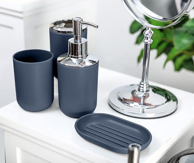 Moss & Stone 6 pcs Bathroom Accessories Set, Bathroom Decor Sets Includes Soap Dispenser, Toothbrush Holder, Toothbrush Cup, Soap Dish, A Complete Bathroom Accessories Blue Set - ModernBath