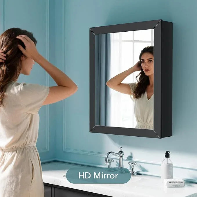 Bathroom Cabinet - Large Single Door 24x30 inchs Wall Cabinet Mirror Medicine Cabinet with Facial Tissues Slot and Multifunctional Storage Area - ModernBath