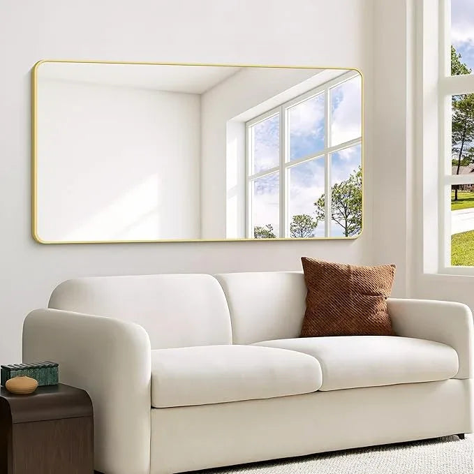 CIVENO 55"x36" Gold Bathroom Mirror, Large Rectangle Mirror, Rectangular Wall Mirror, Rounded Corner Vanity Mirror with Aluminum Metal Frame for Bathroom Bedroom Living Room Horizontal/Vertical - ModernBath