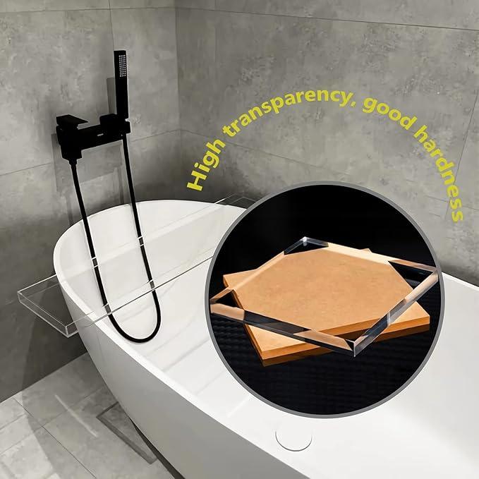 CXNGD Bathtub Tray Table, Clear Acrylic, Anti-Slip Bath Caddy, 32.3 * 7.87 * 1.18in - ModernBath