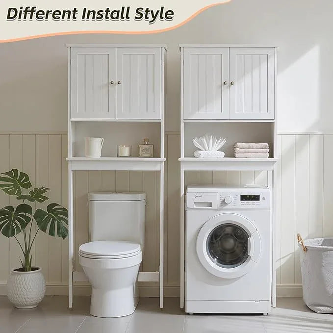 Over The Toilet Storage Cabinet, Behind Toilet Bathroom Organizer with Adjustable Shelves, Wooden Above Toilet Storage Shelf, Space Saver for Restroom, Bathroom, Laundry - ModernBath