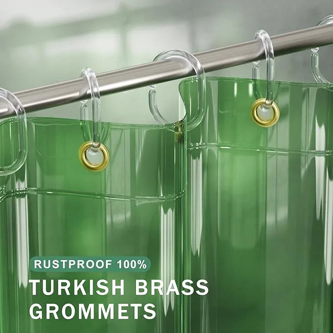 AmazerBath Long Shower Curtain Liner, 100% EVA Soft Clear Green Heavy Duty 78 inch Shower Curtain and Liner 2-in-1, 72x78 Plastic Bathroom Shower Curtain, 12 Rustproof Grommets & 3 Weighted Stones - ModernBath