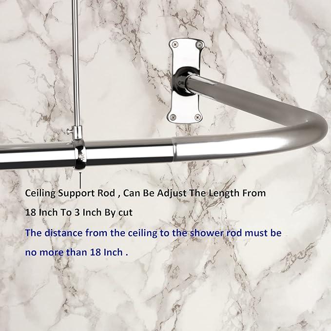 Artiwell L Shaped Shower Curtain Rod, Bathroom Bathtub Corner Shower Curtain Rod with Ceiling Support (CHROME PLATED) - ModernBath