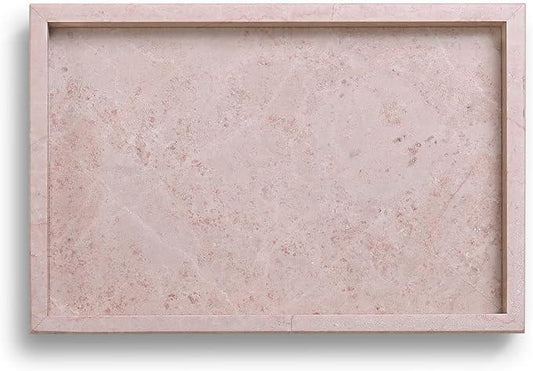 Yew & Tulip Natural Pink Marble Vanity Tray, Nature Rose Cream Marble Serving Tray for Bathroom, Kitchen, Vanity, Home Decor, Wedding etc. (12" x 8" x 1.2") - ModernBath