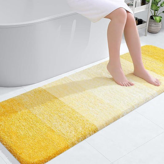 OLANLY Bathroom Runner Rugs 59x20, Extra Soft Absorbent Microfiber Bath Rugs, Rubber Backing, Quick Dry, Machine Washable Bath Mats for Bathroom Floor, Tub and Shower, Home Decor Accessories, Yellow - ModernBath