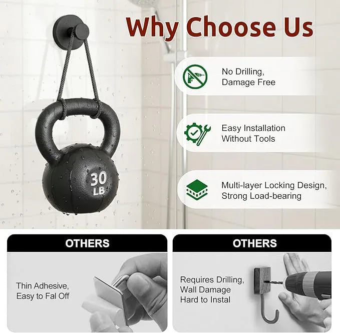 Upgraded Suction Cup Hooks for Door Wreaths, Heavy Duty Wreath Hangers for Front Door, Glass Window and Outdoor use, Strong Suction Vacuum Hook for Towels, Robes & Decorations(4 Pack, Black) - ModernBath