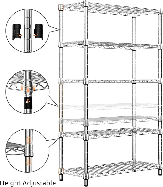 1250 lbs Steel Heavy Duty 5-Tier Utility Shelving Unit Steel Organizer Wire Rack for Home,Kitchen,Office,Chrome (13.7" D x 23.6" W x 62.4" H) - ModernBath
