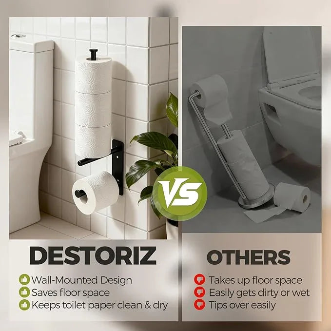 Modern Bathroom Toilet Paper Holder - Wall Mounted Storage Roll Dispenser for Bathroom - Self-Adhesive or Screw Installation Tissue Organizer for Space Saving - ModernBath