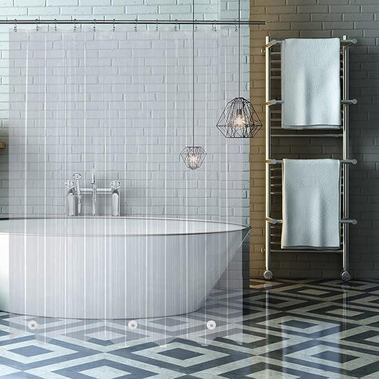 TIKABC Shower Curtain Liner, Clear Plastic Waterproof Bathroom 4G Shower Curtains, 72x72 inch Shower Liner with 3 Magnetic Weights (Clear) - ModernBath