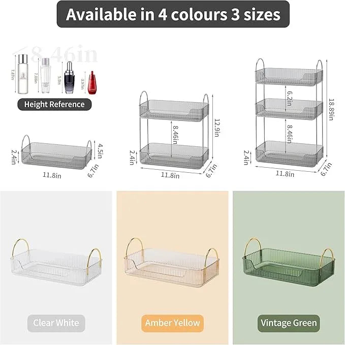 YCIA&DONE Bathroom Organizer Countertop, Makeup Storage, Skincare Cosmetic Tray Shelf, Perfume Holder Rack for Vanity Counter, Large Capacity, Easy to Install, Clean, 1 Tier, Smoky Gray - ModernBath