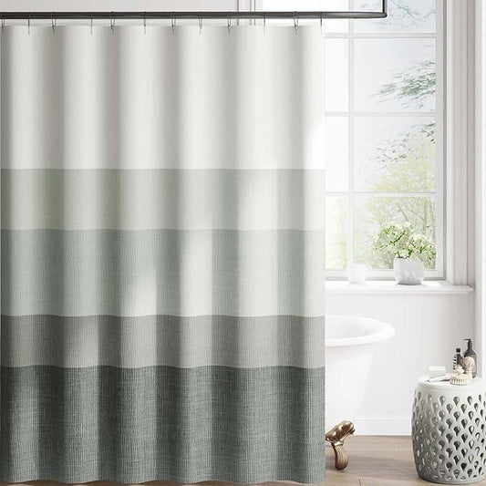 jinchan Extra Long Ombre Cloudy Grey Striped Shower Curtain Waterproof Fabric Shower Curtains for Bathroom Gradual Color Minimalist Modern Neutral with 12 Hooks 70x84 inches - ModernBath