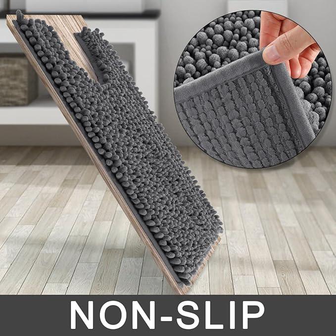 Yimobra Toilet Rug U Shaped Washable 24x20 Inch - Ultra Soft Absorbent Chenille Bath Rugs for Toilet, Quick Dry & Machine Washable, Non Slip Contour Bathroom Mat, Dark Gray - ModernBath