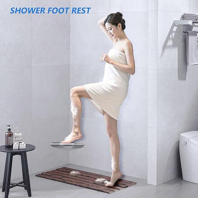 LUOGULIANG Shower Foot Rest for Shaving Legs, Wall Mounted Shower Foot Ledge, Antislip Stainless Steel Bar Foot Ledge for Bathroom, Brushed Nickel - ModernBath