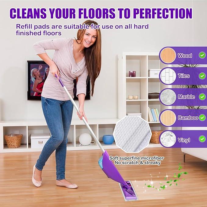 Mop Pad Refill Compatible with WetJet Spray Mop, Wet Jet Mopping Pads for All Purpose Multi Surface Hardwood Floor Cleaning, 4 Layers Thickened and Super Absorbent, 80 Count. (80) - ModernBath